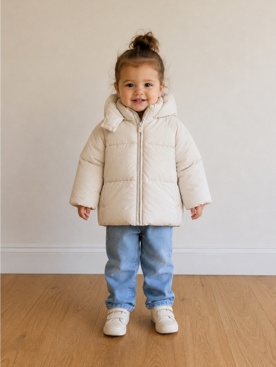 Zara Other - ZARA Girls Cream Hooded Puffer Jacket Coat Size 1.5-2Y / 86 cm